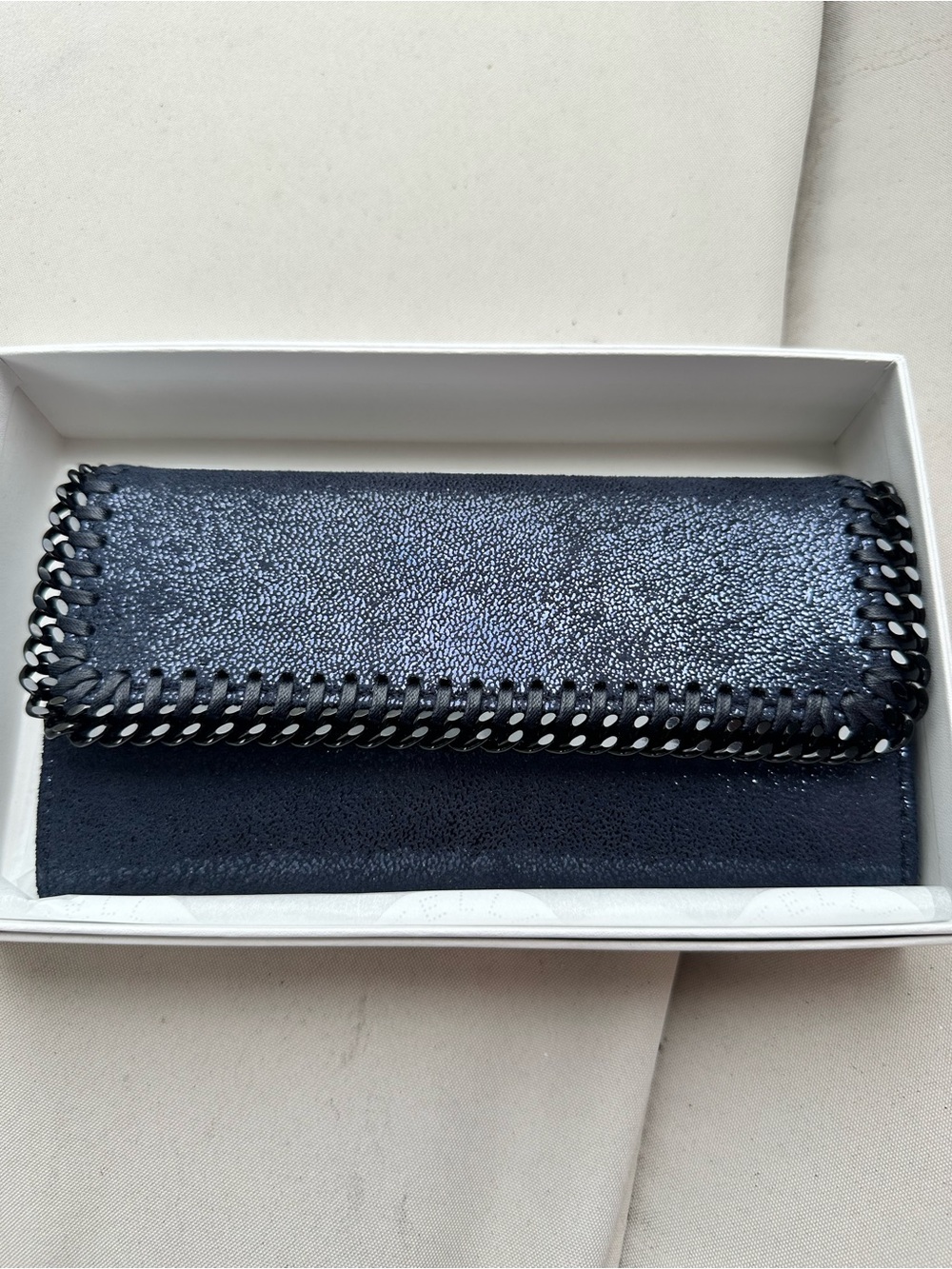 Stella McCartney Black Whipstitched Continental Wallet